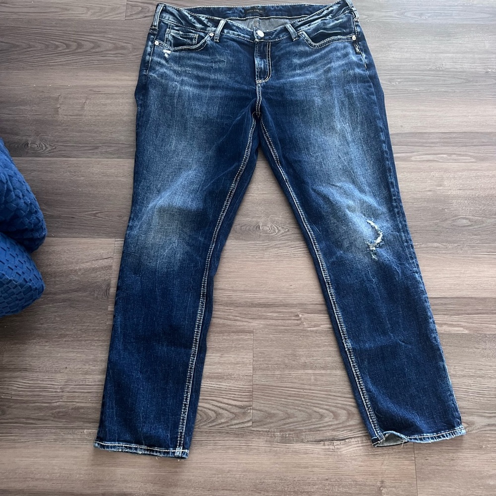 Silver Jeans Dark Blue Women's Elyse Straigh Leg Jeans
